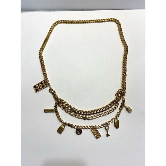 Vintage Elisabeth Arden Womens Red Door Charm Chain Belt Gold Tone 80's - Picture 2 of 8